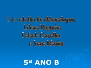 Este trabalho foi elaborado por:  Liliana Nogueira Rafaela Carvalho e Joana Martins 5ª ANO B 