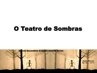 O Teatro de Sombras,[object Object],Escola Secundária Artística António Arroio,[object Object],Joana Barros,[object Object],N.º 12  |  11º I,[object Object]