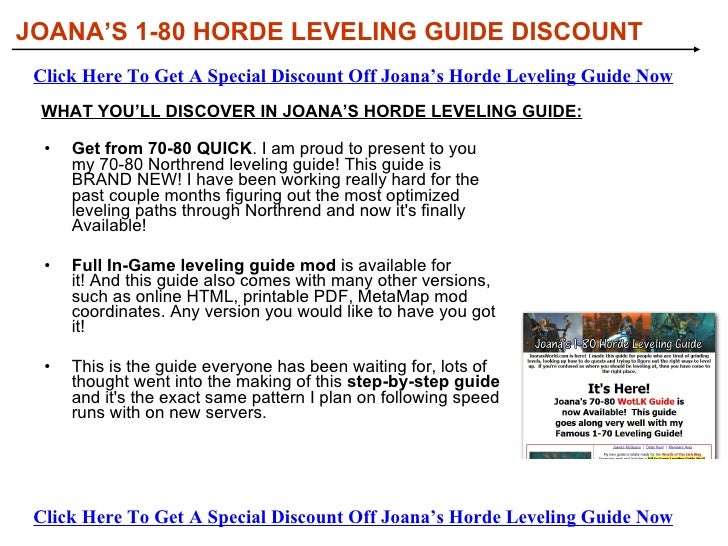 Joanas 1 80 Horde Leveling Guide Discount