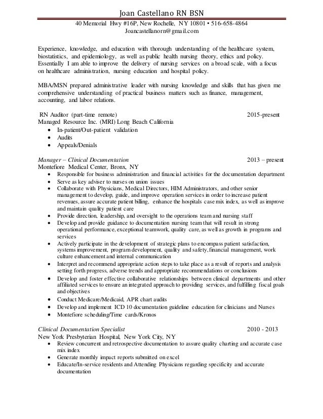 joan castellano professional executive administrative rn resume