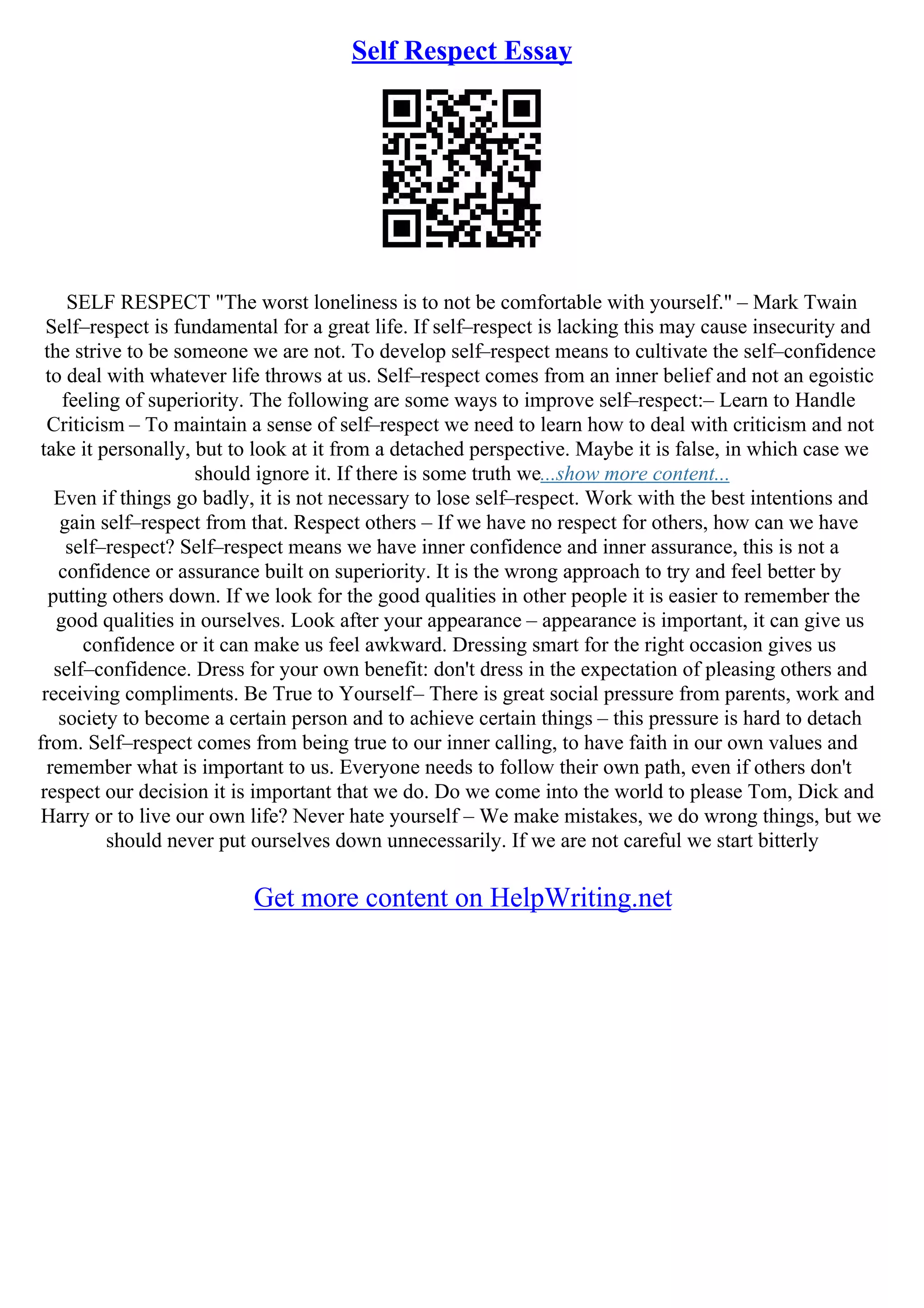 Joan Didion Self Respect Essay | PDF