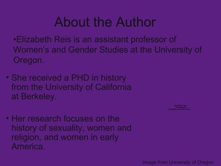 About the Author <ul><ul><ul><li>She received a PHD in history from the University of California at Berkeley.  </li></ul><...