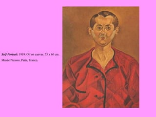 Self-Portrait.  1919. Oil on canvas. 75 x 60 cm. Musée Picasso, Paris, France .   