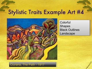 Stylistic Traits Example Art #4 Ciurana, The Path - 1917  Colorful Shapes Black Outlines Landscape 