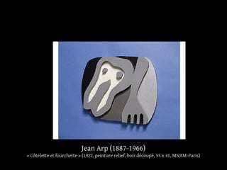 Jean Arp (1887-1966)
« Côtelette et fourchette » (1922, peinture relief, bois découpé, 55 x 41, MNAM-Paris)
 