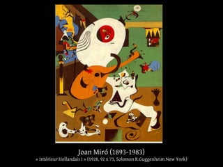 Joan Miró (1893-1983)
« Intérieur Hollandais I » (1928, 92 x 73, Solomon R.Guggenheim New York)
 
