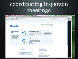 coordinating in-person meetings 