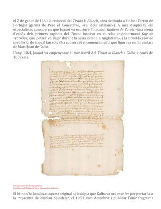 Joanot martorell i els literats valencians del segle XV