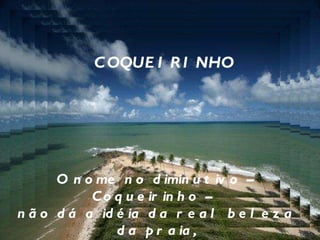 COQUEIRINHO O nome no diminutivo – Coqueirinho –  não dá a idéia da real beleza da praia, repleta de coqueiros e falésias coloridas. Praia favorável para a prática de Surf e Camping.   