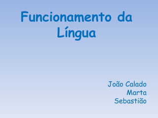 Funcionamento da Língua João Calado Marta Sebastião 