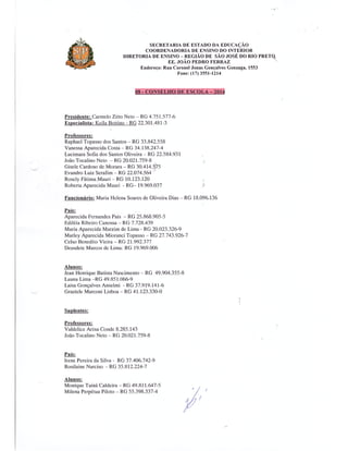 Plano Gestão EE João Pedro Ferraz