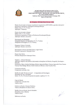 Plano Gestão EE João Pedro Ferraz