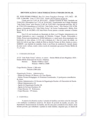 Plano Gestão EE João Pedro Ferraz