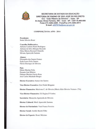 Plano Gestão EE João Ribeiro da Silveira