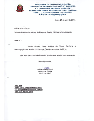 Plano Gestão EE João Ribeiro da Silveira