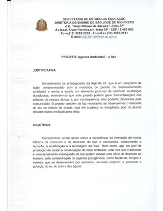 Plano Gestão EE João Ribeiro da Silveira