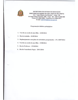 Plano Gestão EE João Ribeiro da Silveira