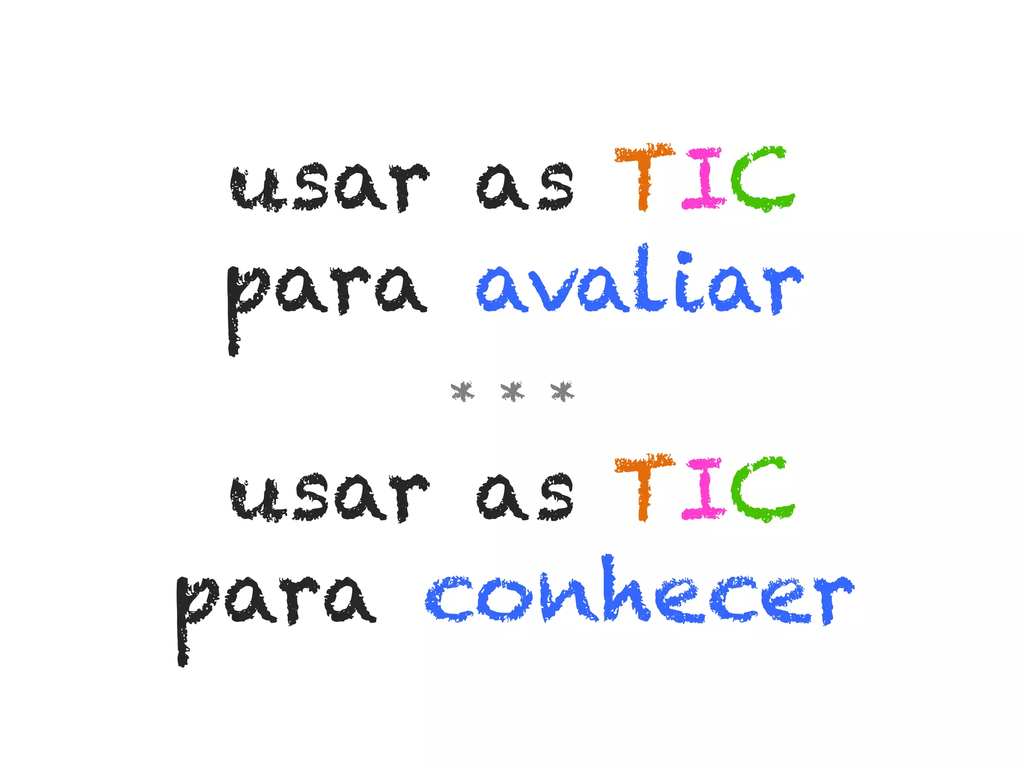 usar as TIC
para avaliar
* * *

usar as TIC
para conhecer

 