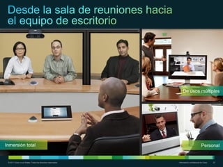De usos múltiples




Inmersión total                                                                          Personal


 © 2011 Cisco o sus filiales. Todos los derechos reservados.   Información confidencial de Cisco   22
 