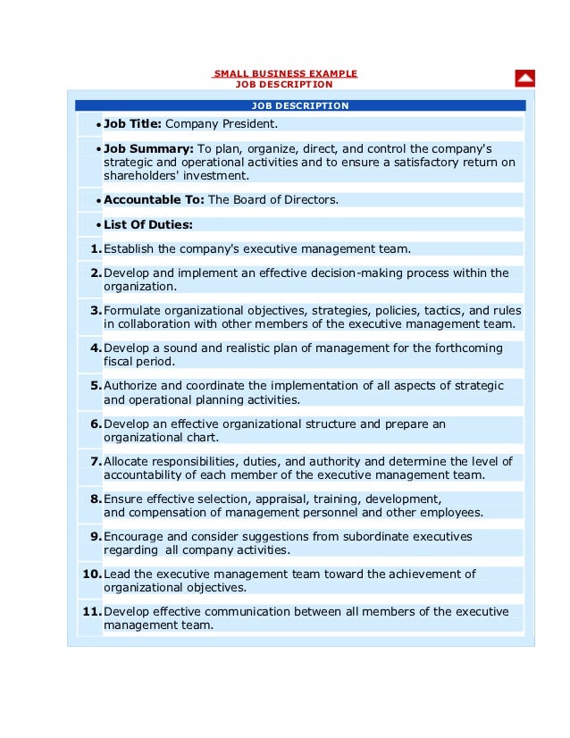 Job Duties Chart