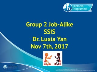 Group 2 Job-Alike
SSIS
Dr. Luxia Yan
Nov 7th, 2017
 