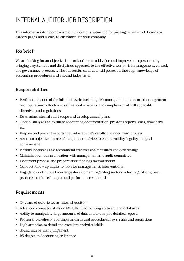 it auditor job description