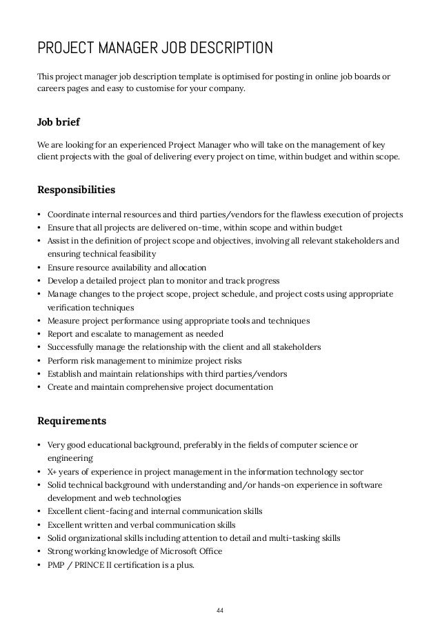 project development manager job description