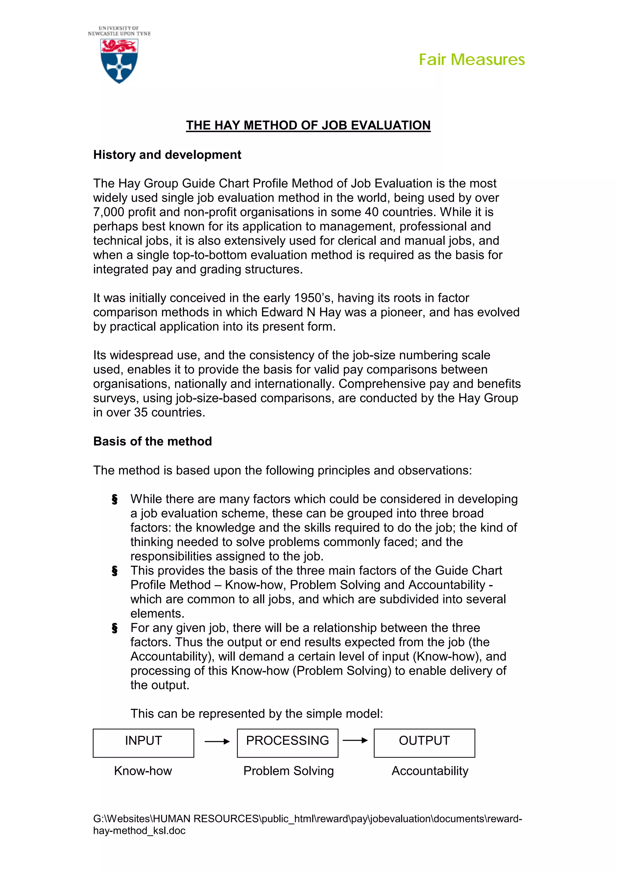 Job evaluation-hay-method reb | PDF