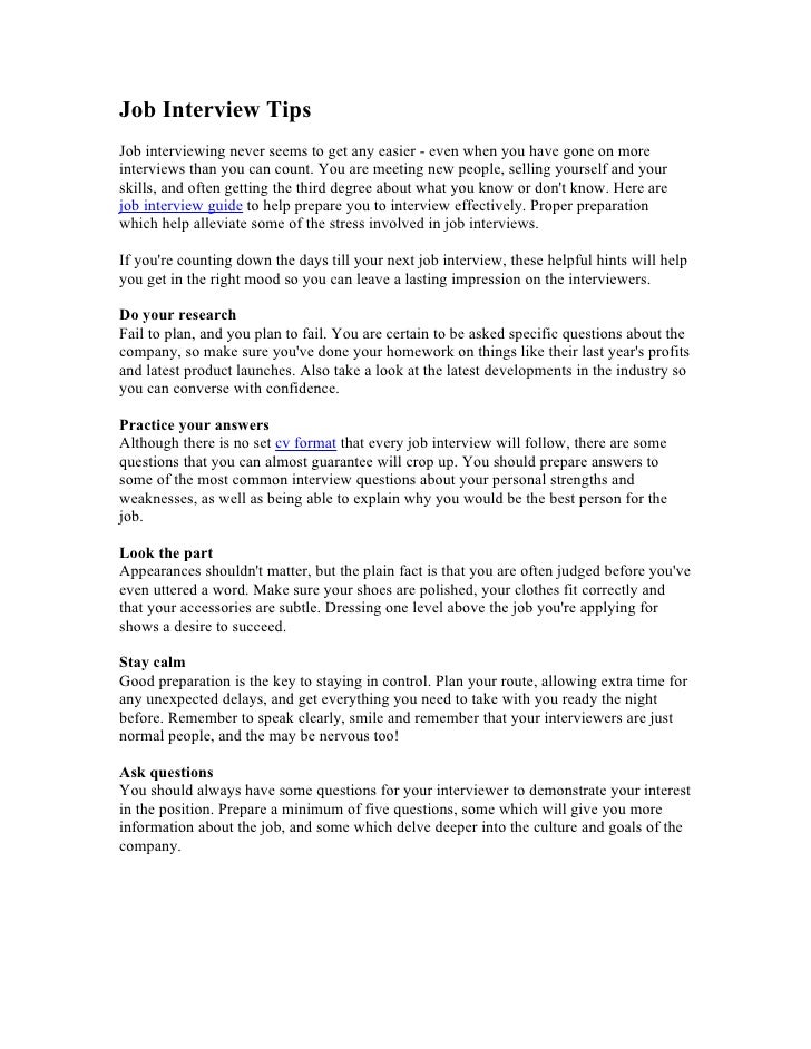 job interview hints