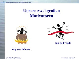 Unsere zwei großen Motivatoren hin zu Freude weg von Schmerz 