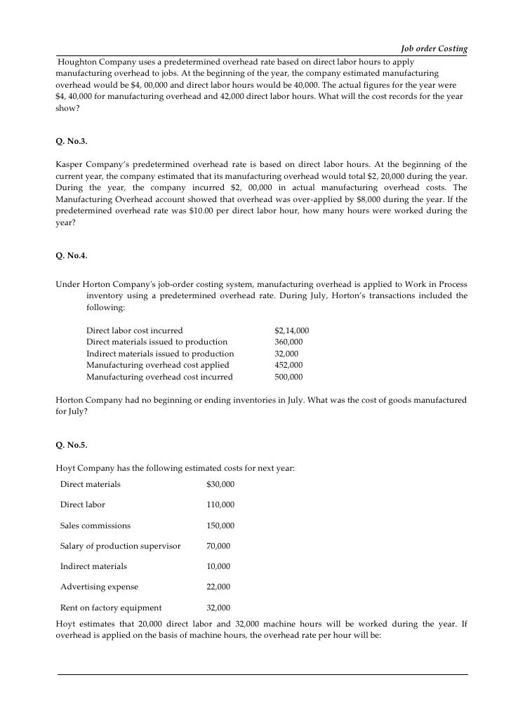 Job order costing jnu