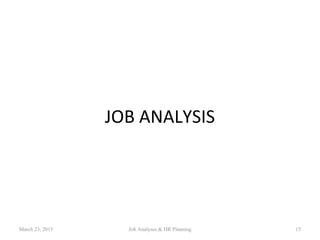 JOB ANALYSIS
15March 23, 2015 Job Analyses & HR Planning
 