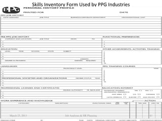 Skills Inventory Form Used by PPG Industries
March 23, 2015 45Job Analyses & HR Planning
 