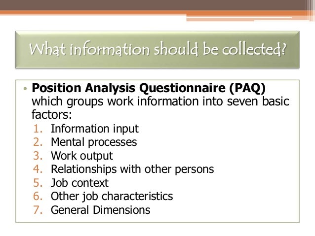 position analysis questionnaire example