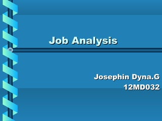 Job Analysis
Josephin Dyna.G
12MD032

 