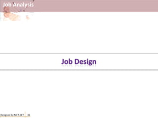 Job Analysis
Designed by MET-CET 36
 