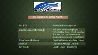 This example is for a SALES PERSON.
 