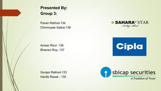Presented By:
Group 3:
Pavan Rathod-134
Chinmoyee Saikia-138
Ameer Rizvi- 136
Bhairavi Roy- 137
Gunjan Rathod-133
Hardik Rawal - 135
 