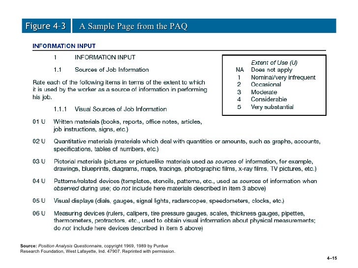 position analysis questionnaire example