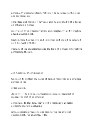 Job Analysis and Design Introduction This section focu.docx