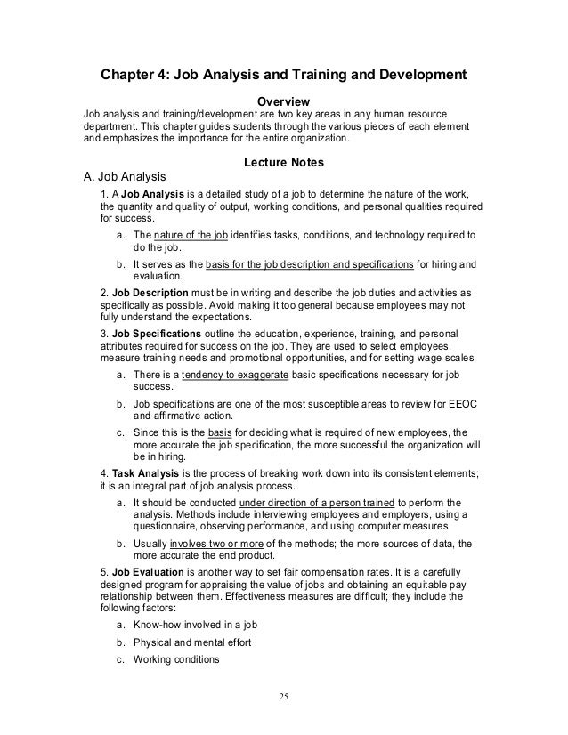 Job analysis and training