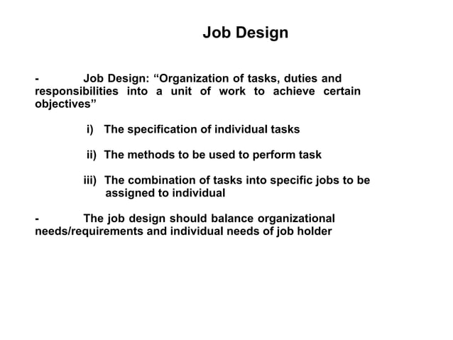 JOB ANALYSIS DESIGN in human resource management | PPT