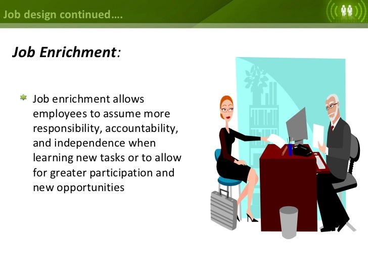 examples of job enlargement About a core job in order to relieve problems arising from certain tasks, like extreme repetition or extreme accuracy required, and closeness of work for example. examples of job enlargement About a core job in order to relieve problems arising from certain tasks, like extreme repetition or extreme accuracy required, and closeness of work for example.