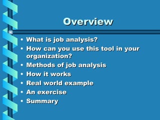Comprehensive Job Analysis Comprehensive Job Analysis: Methods, Applications, and Organizational ...