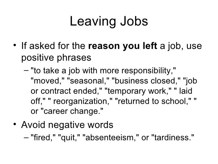 good reason to leave job