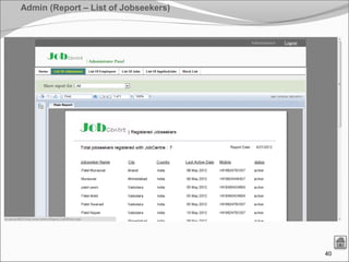 40
Admin (Report – List of Jobseekers)
 