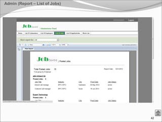 42
Admin (Report – List of Jobs)
 