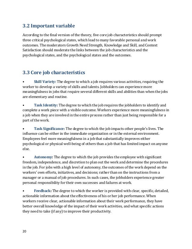 Job characteristics model essay