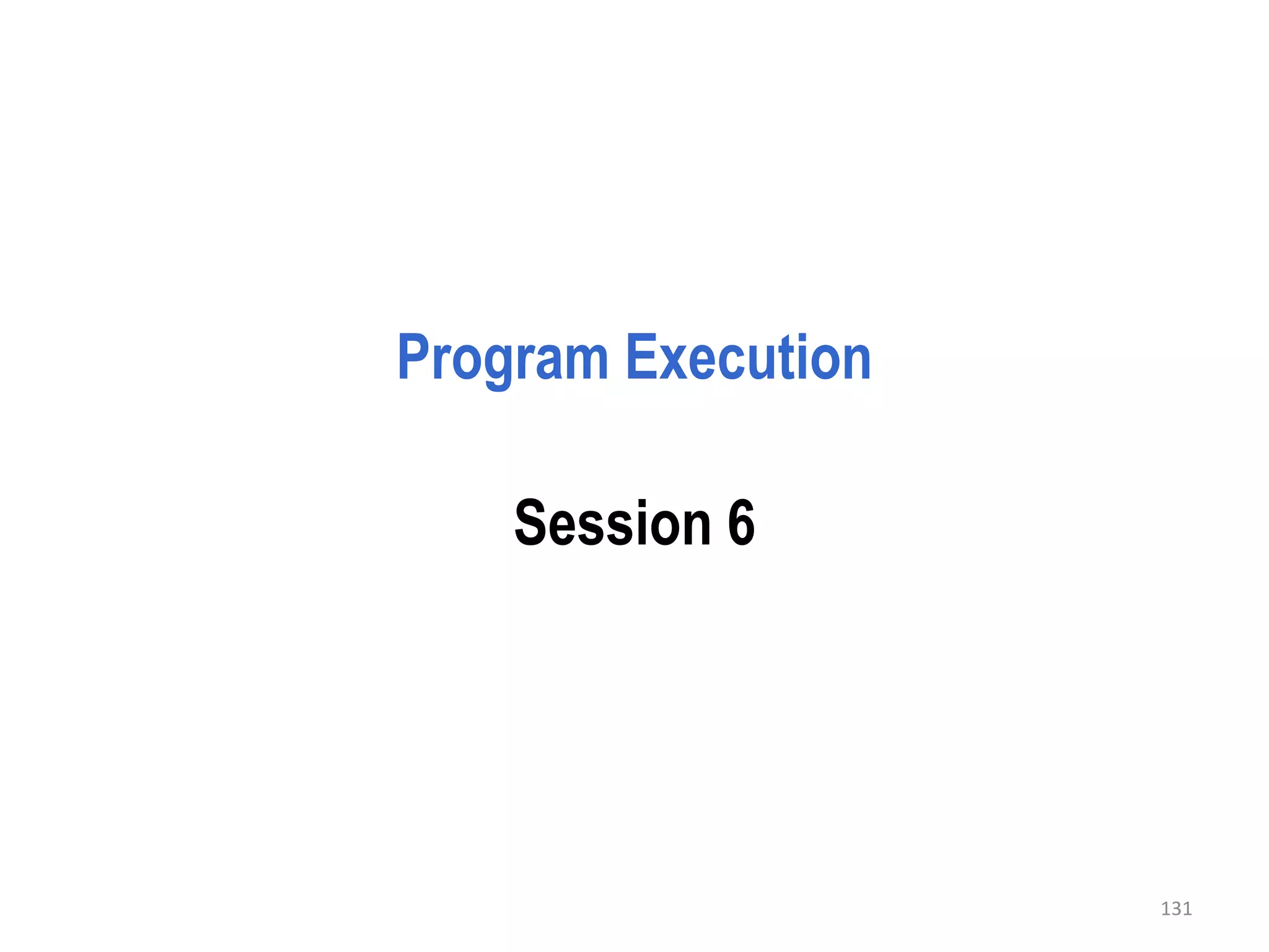 Program Execution

    Session 6




                    131
 