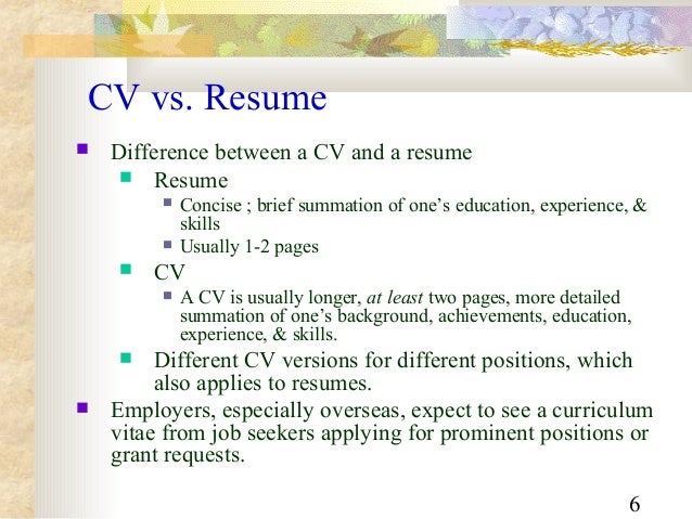 difference between a cv and a resumes